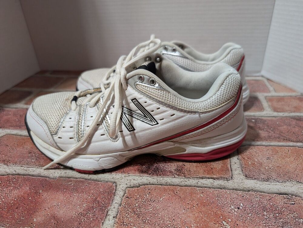 New Balance 656 Tennis Walking Shoes White Red Leather Sz 7 WC656WS D Made USA